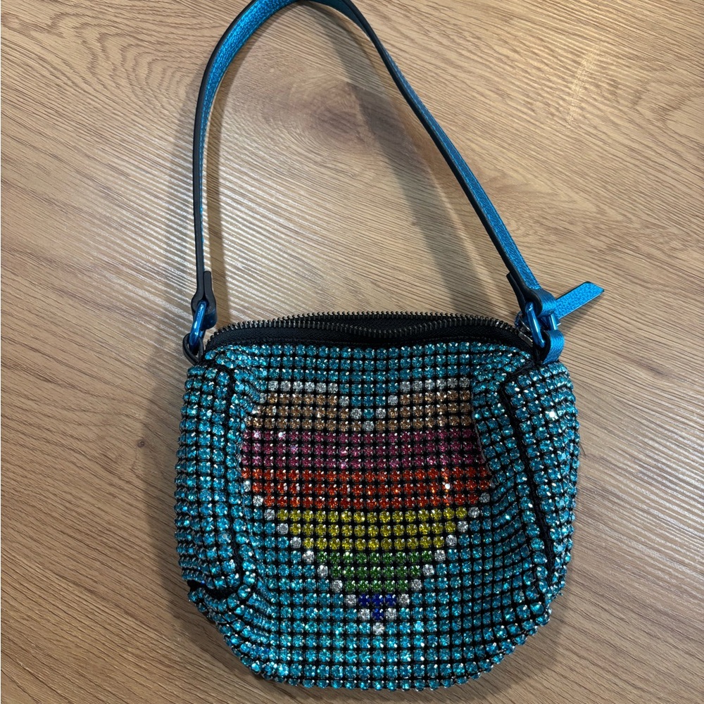 Kurt Geiger Blue Mini Bag with rhinestone detail